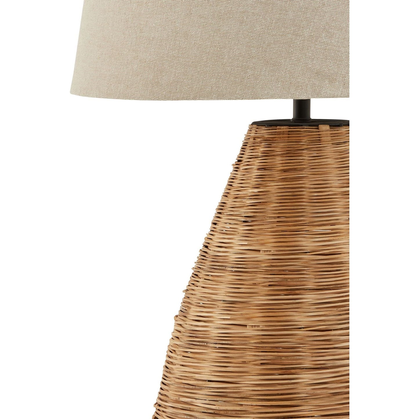Conical Wicker Table Lamp With Linen Shade - Ashton and Finch