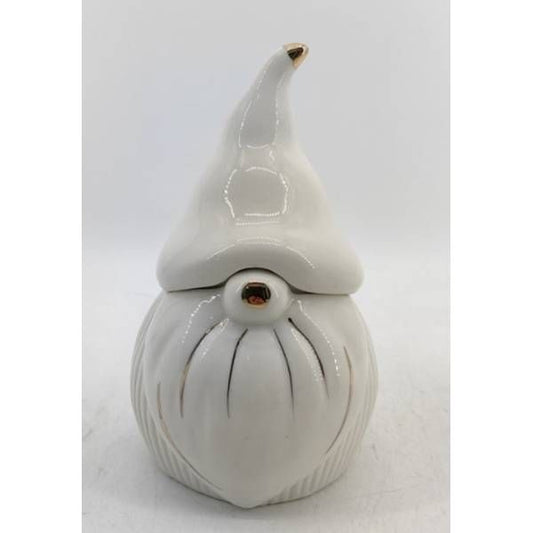 Large White Ceramic Gonk Pot With Lid - Ashton and Finch