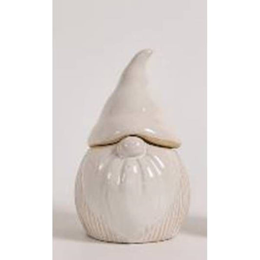 Medium White Ceramic Squat Gonk Pot With Lid - Ashton and Finch
