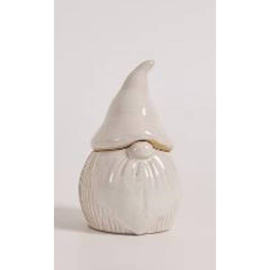 Small White Ceramic Squat Gonk Pot With Lid - Ashton and Finch