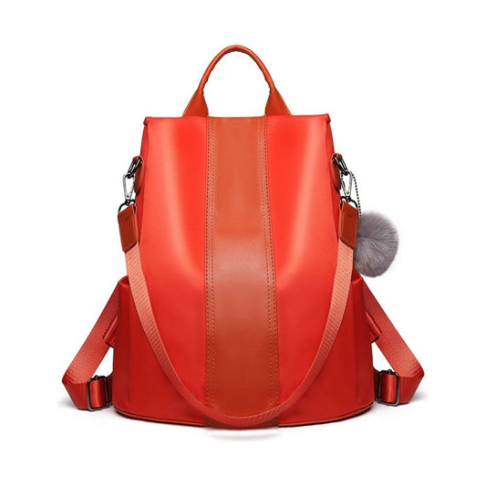 Two Way Backpack Shoulder Bag With Pom Pom Pendant - Orange - Ashton and Finch