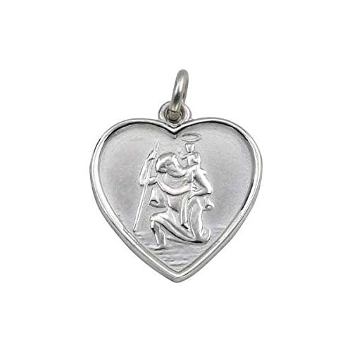Sterling Silver Heart Shaped St Christopher Necklace - Ashton and Finch
