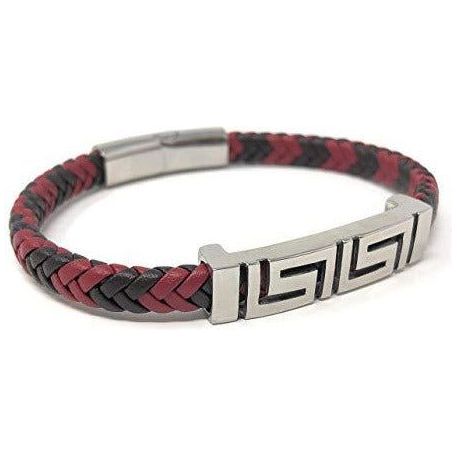 Leather Bracelet AZTEC Braided Red and Brown - Ashton and Finch
