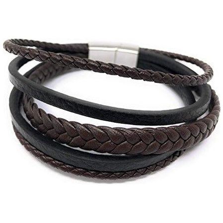 Leather Bracelet braided Black and Brown - Ashton and Finch