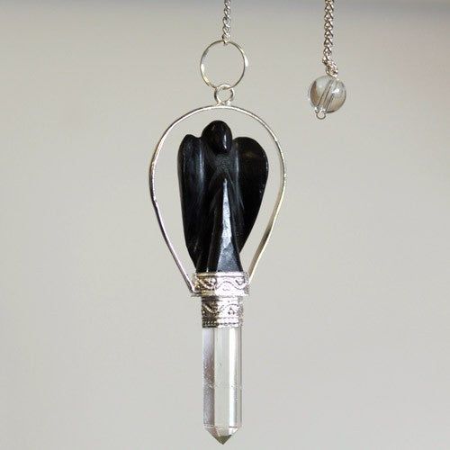 Angel Pendulum with Ring- Black Agate - Ashton and Finch