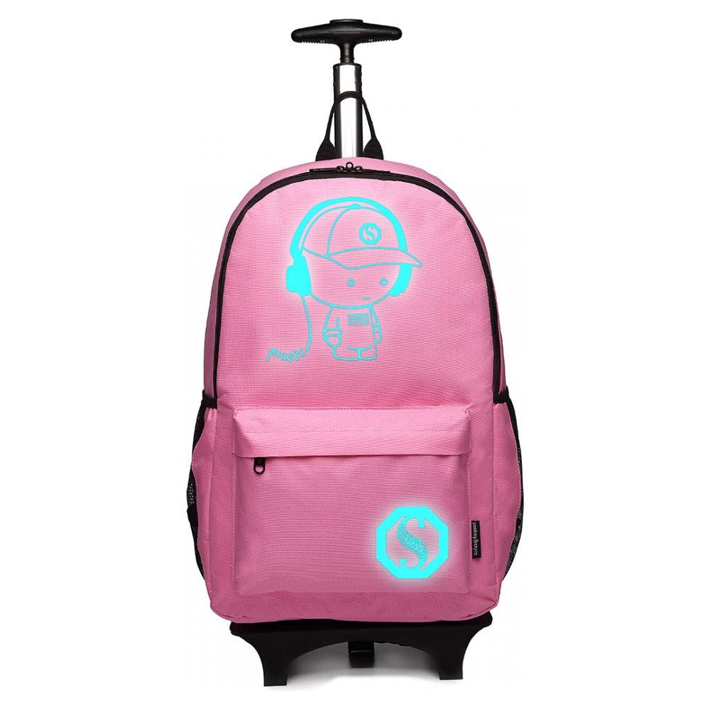 Multi Functional Glow In The Dark Backpack Trolley - Pink - Ashton and Finch