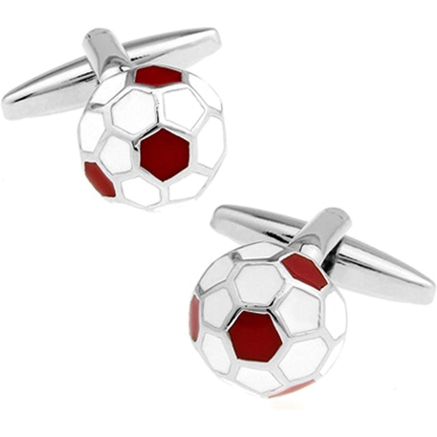 3D Red And White Football Cufflinks - Ashton and Finch