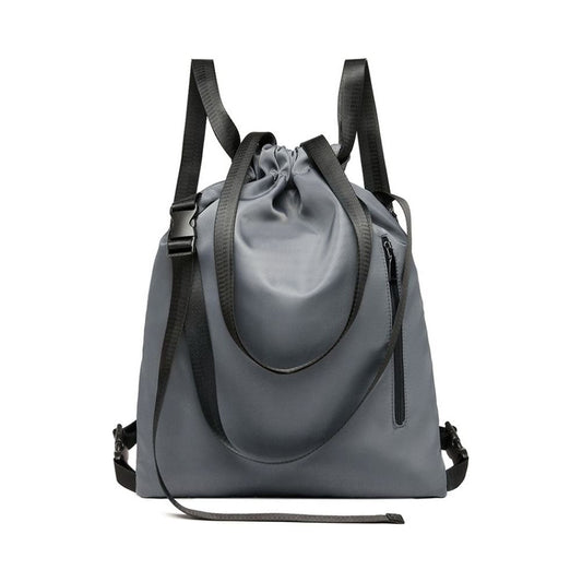 Nylon Multi Way Drawstring Backpack Shoulder Bag - Grey - Ashton and Finch