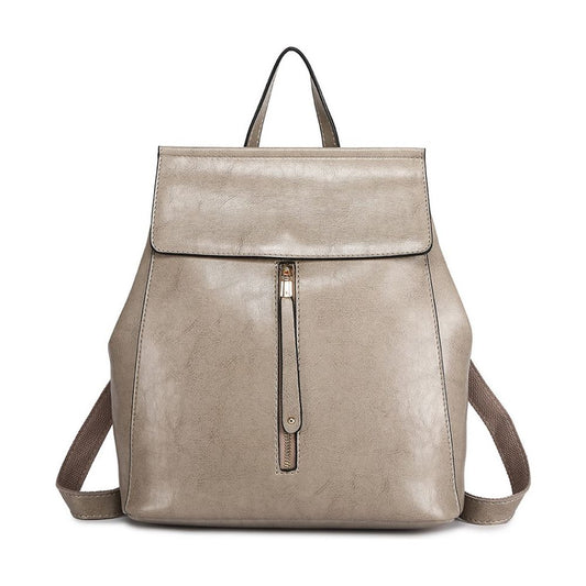 Vintage Oil-Wax Faux Leather Backpack - Grey - Ashton and Finch