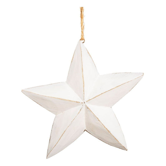 White Wood Hanging Star Decoration Large - Ashton and Finch