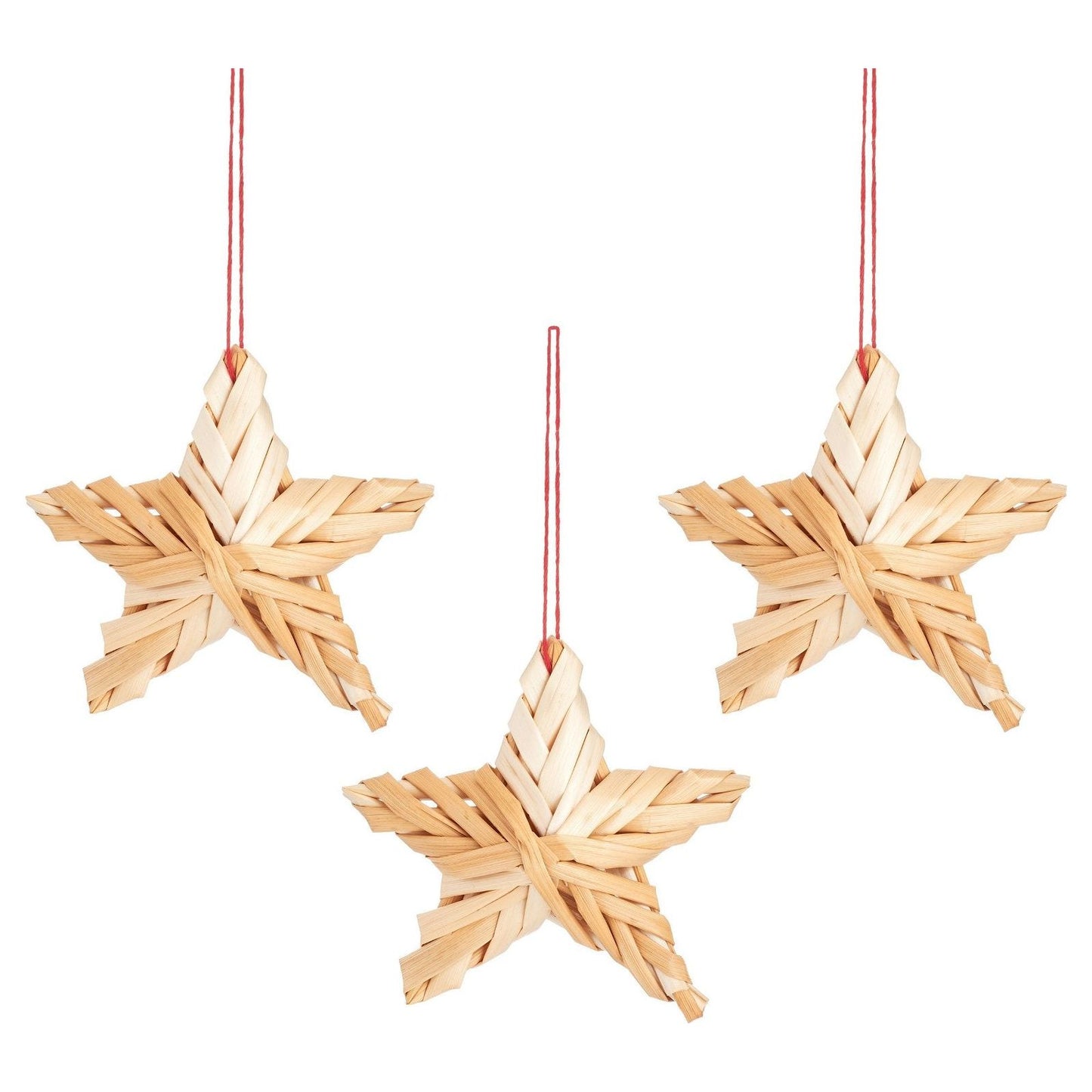 Straw Stars Hanging Decoration- Set of 3 - Ashton and Finch