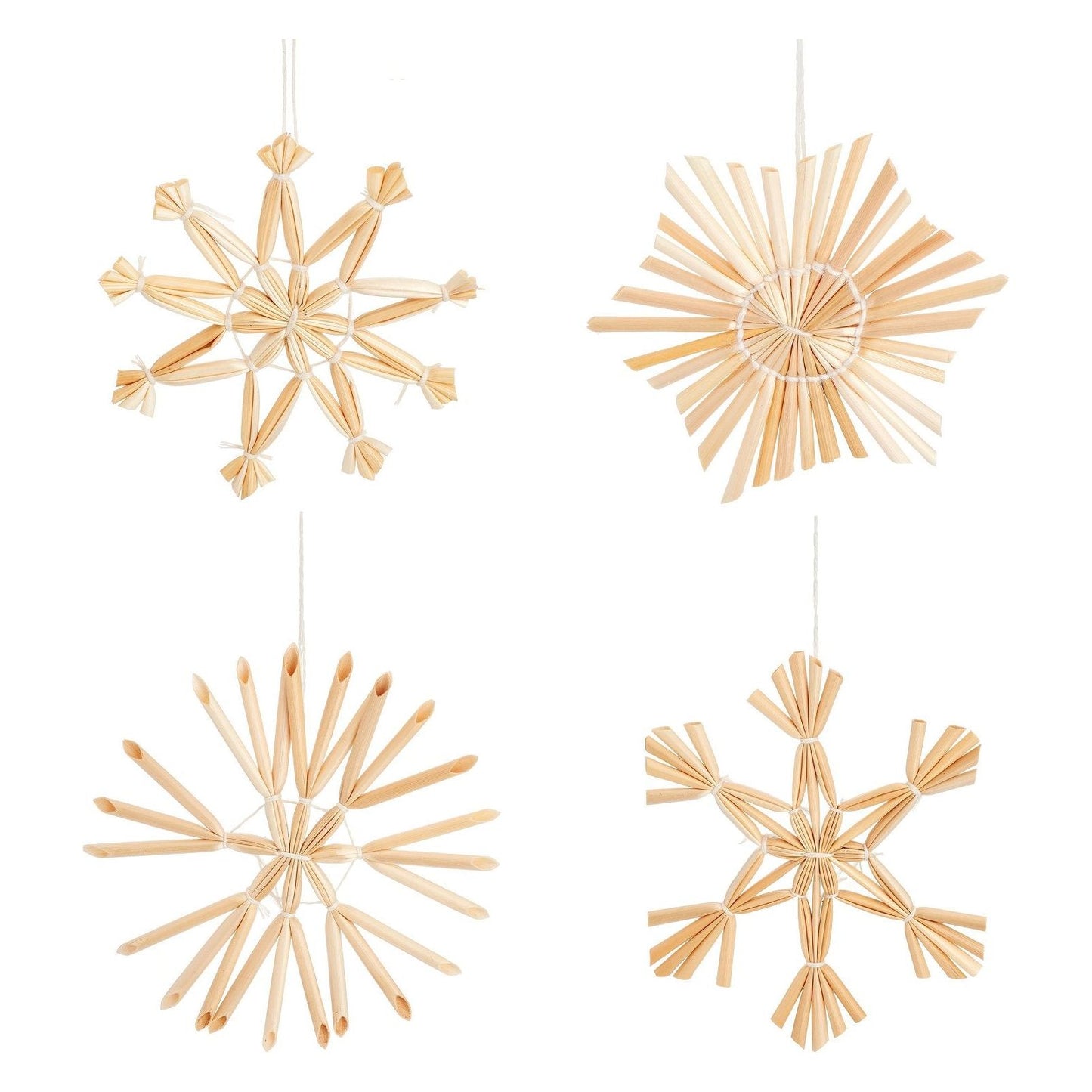 Straw Snowflake Hanging Decoration- Set of 4 - Ashton and Finch