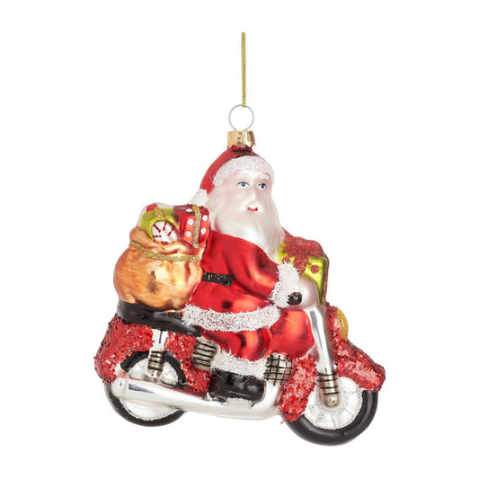 Santa on a Motorbike Shaped Bauble - Ashton and Finch