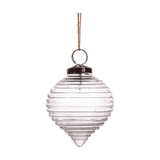 Clear Recycled Glass Rippled Bauble - Ashton and Finch