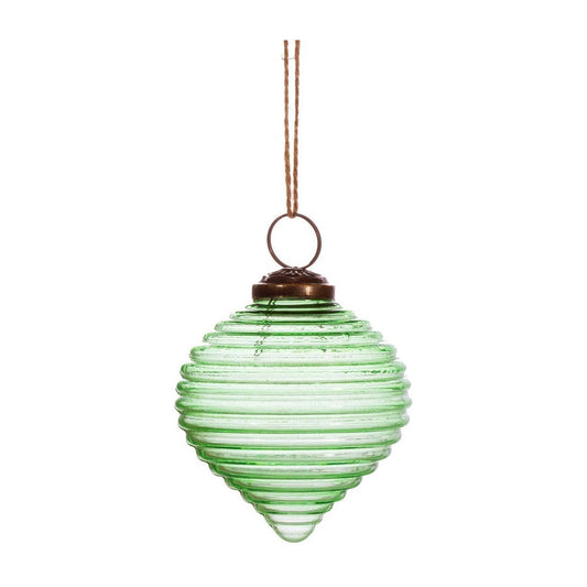 Green Recycled Glass Rippled Bauble - Ashton and Finch