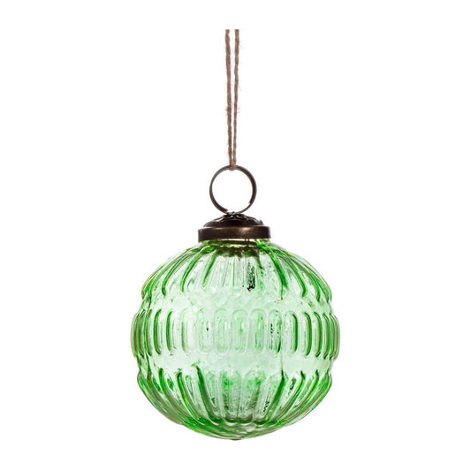 Green Recycled Glass Grooved Bauble - Ashton and Finch