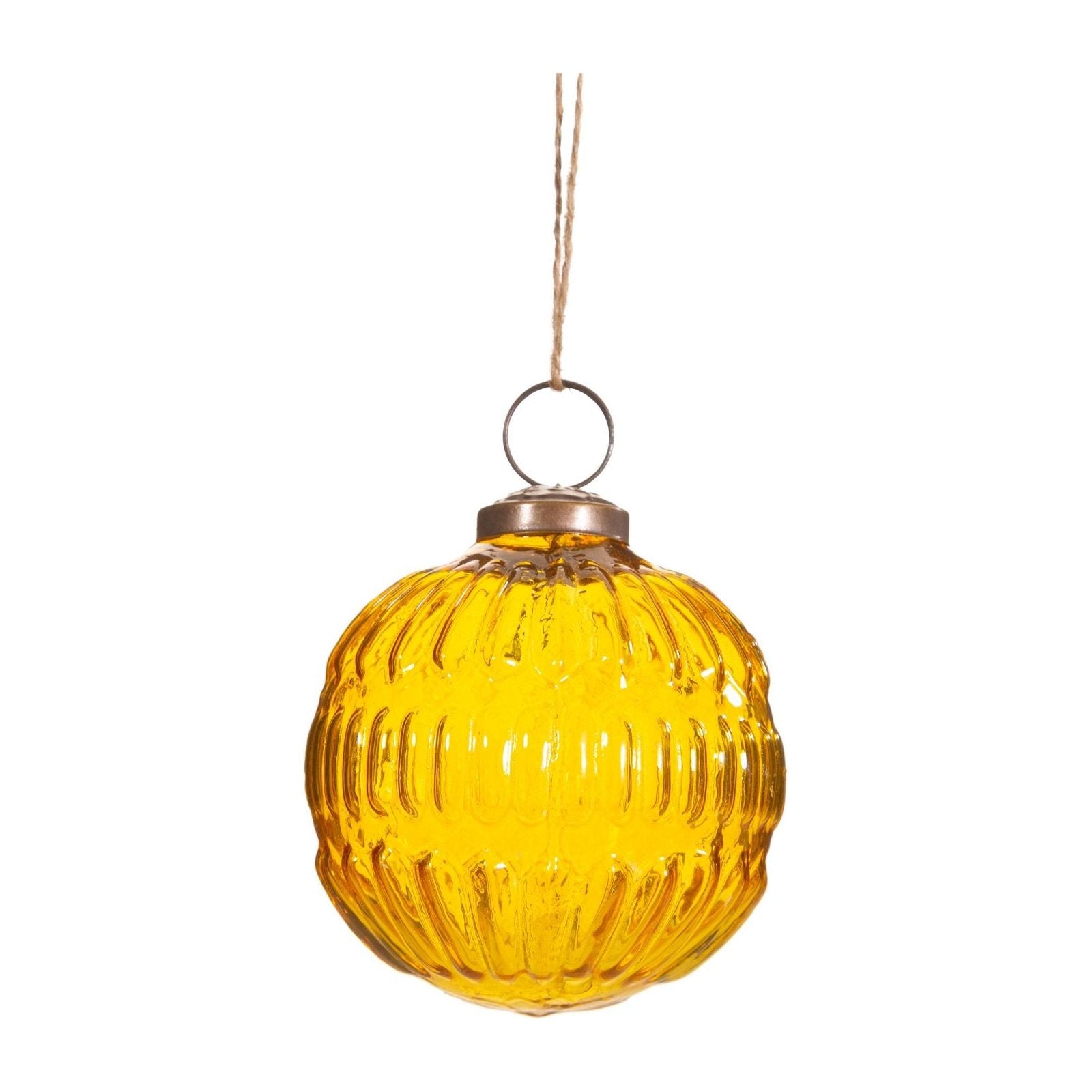 Amber Recycled Glass Grooved Bauble - Ashton and Finch