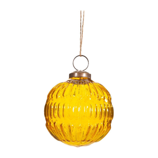 Amber Recycled Glass Grooved Bauble - Ashton and Finch