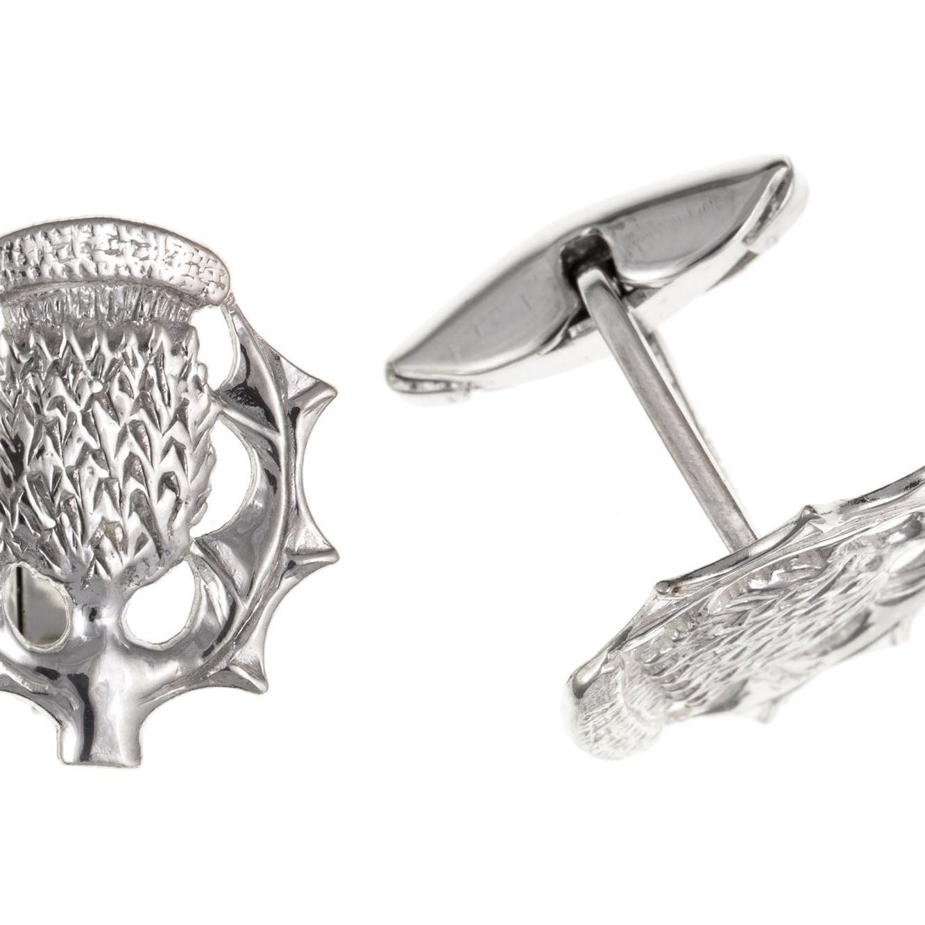 Sterling Silver Scottish Thistle Cufflinks - Ashton and Finch