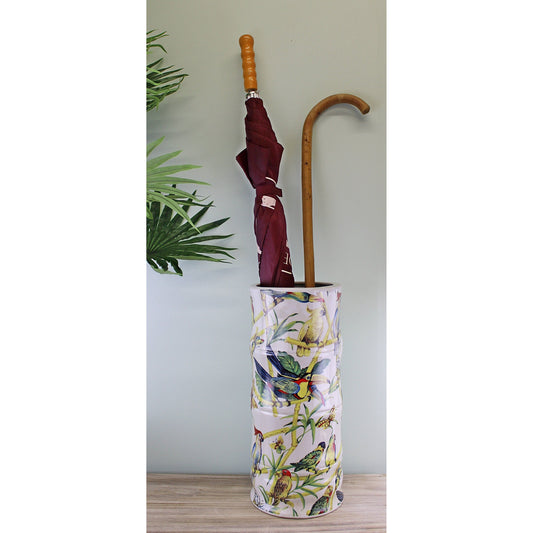 Ceramic Umbrella Stand, Bamboo & Tropical Bird Design - Ashton and Finch