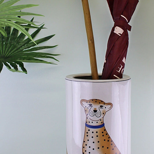 Ceramic Umbrella Stand, Leopard Design - Ashton and Finch