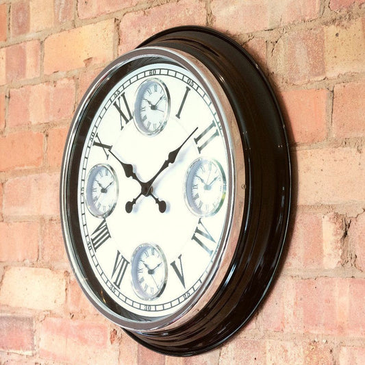 World Multi Clock with Glossy Black Surround - Ashton and Finch