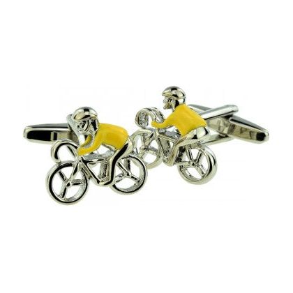 Cyclist Yellow Jersey Bike Cycle Cufflinks  | Ashton and Finch