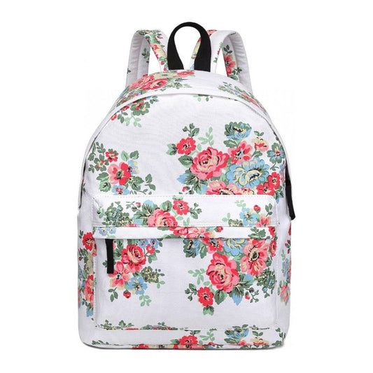 Large Backpack Flower Polka Dot - White - Ashton and Finch