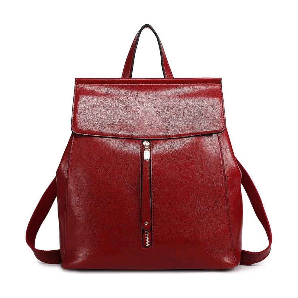 Vintage Oil-Wax Faux Leather Backpack - Burgundy - Ashton and Finch