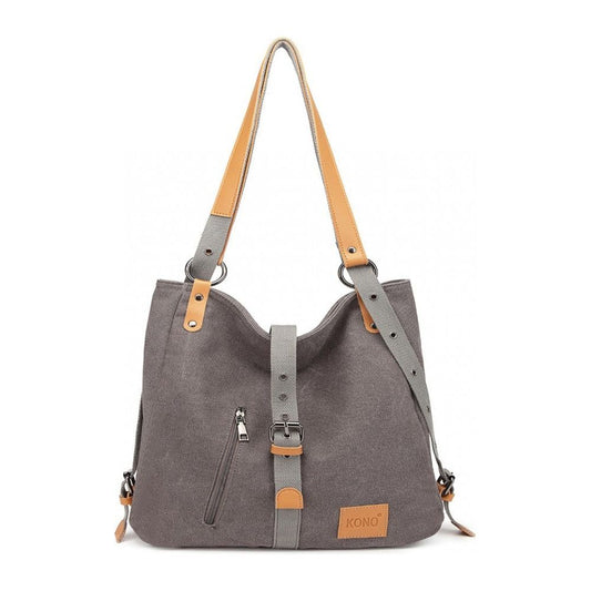 Canvas Hobo Slouch Shoulder Bag And Backpack - Grey - Ashton and Finch