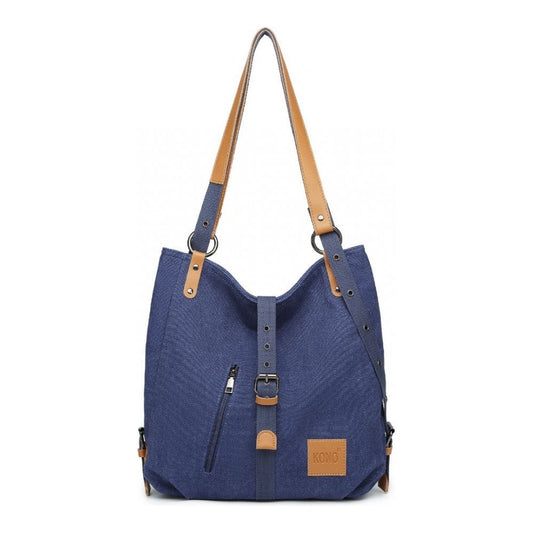 Canvas Hobo Slouch Shoulder Bag And Backpack - Navy - Ashton and Finch