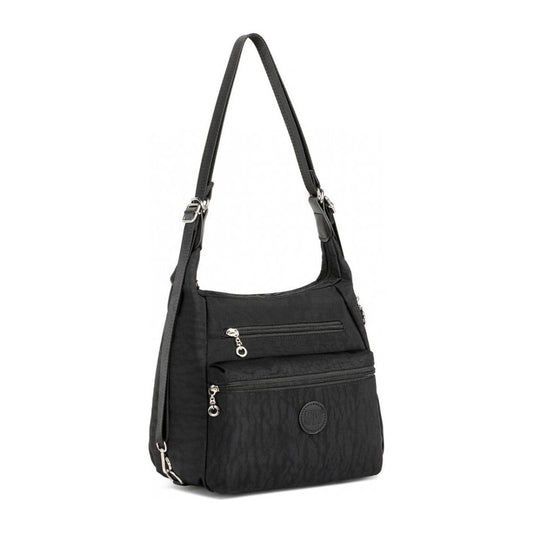THREE WAY MULTIPURPOSE CASUAL SHOULDER BAG WITH DOUBLE ZIPPERS - BLACK - Ashton and Finch