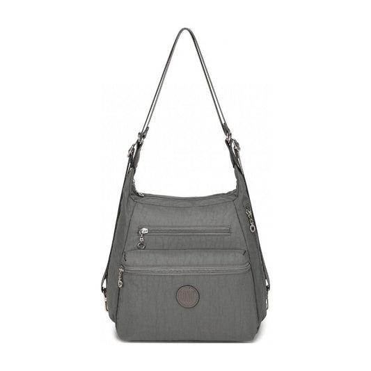 THREE WAY MULTIPURPOSE CASUAL SHOULDER BAG WITH DOUBLE ZIPPERS - GREY - Ashton and Finch