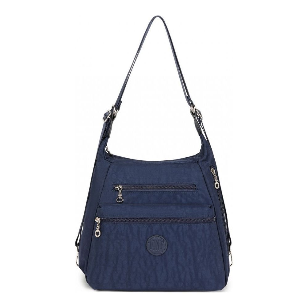 THREE WAY MULTIPURPOSE CASUAL SHOULDER BAG WITH DOUBLE ZIPPERS - NAVY - Ashton and Finch