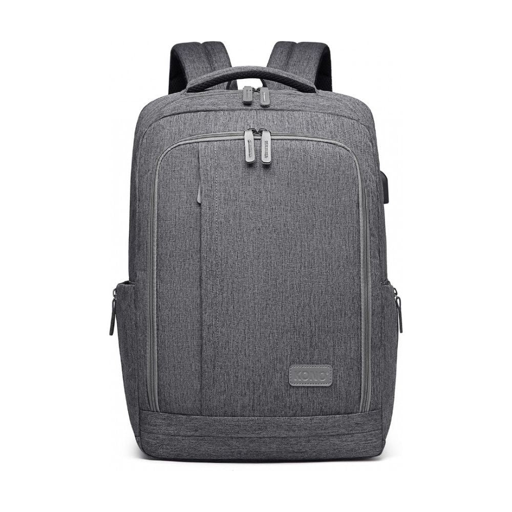 Multi-Compartment Backpack With Usb Port - Grey - Ashton and Finch
