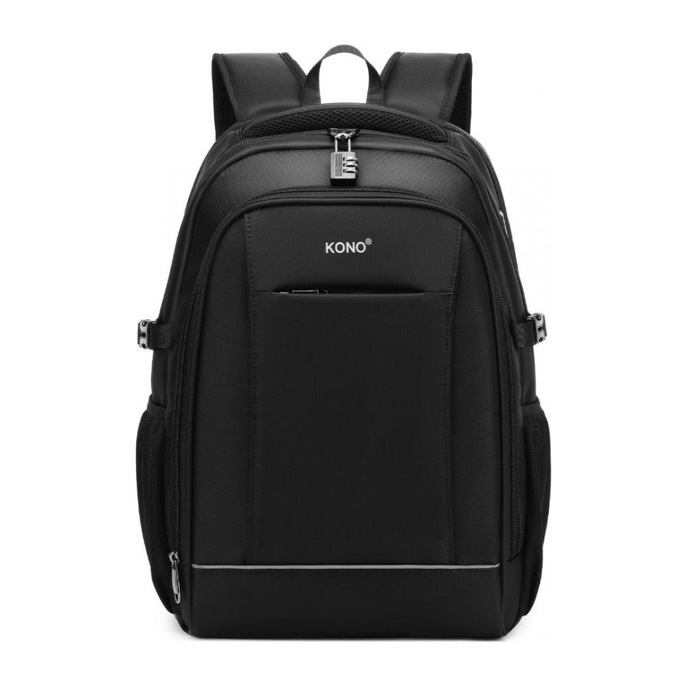 Functional Travel Backpack With Usb Charging Port - Black - Ashton and Finch
