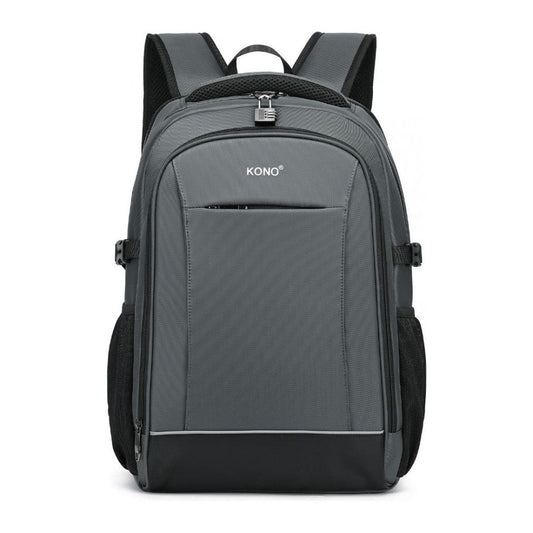 Functional Travel Backpack With Usb Charging Port - Grey - Ashton and Finch