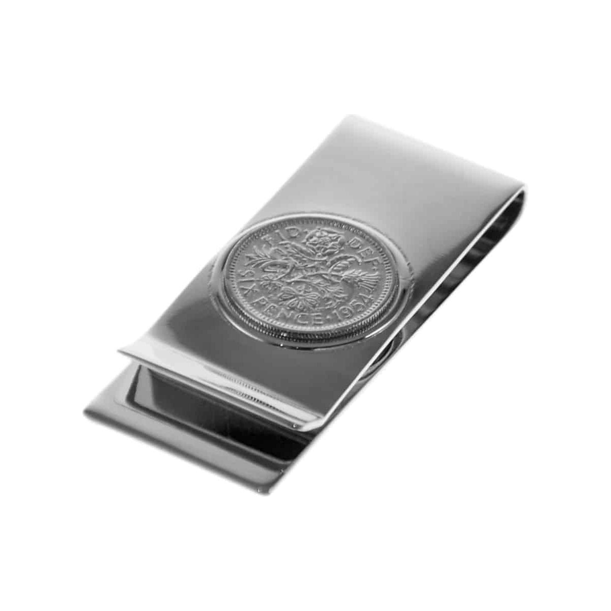 Engraved Silver Lucky Sixpence Money Clip Gift  | Ashton and Finch