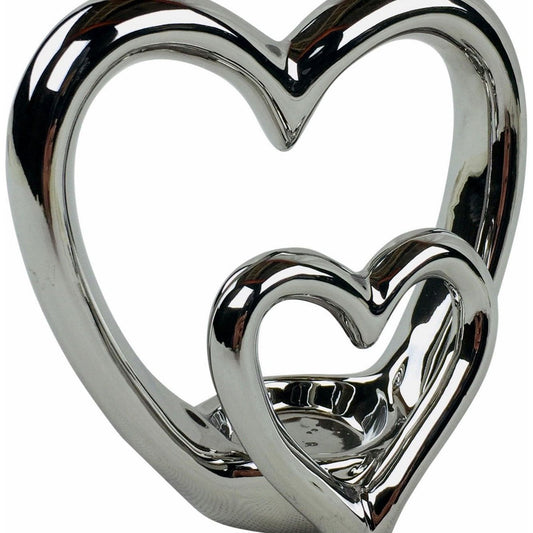 Silver Double Heart Tealight Holder - Ashton and Finch