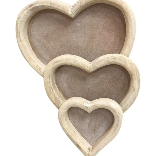 Three Wooden Heart Trays - Ashton and Finch