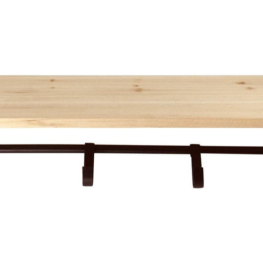 Wooden Shelf with 5 Metal Hooks - Ashton and Finch