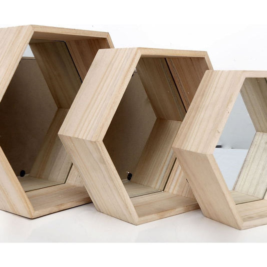 Set of Three Hexagon Mirrored Shelves - Ashton and Finch