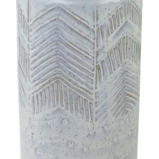 White Herringbone Textured Stoneware Vase 44cm - Ashton and Finch