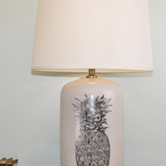 Black & White Ceramic Lamp with Pineapple Design 69cm - Ashton and Finch