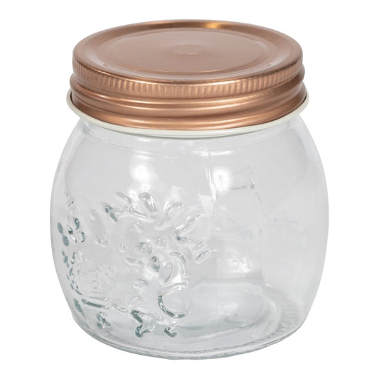 Kitchen Glass Embossed Storage Jar With Copper Screw Lid - Small - Ashton and Finch