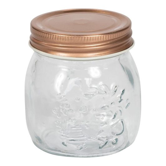 Kitchen Glass Embossed Storage Jar With Copper Screw Lid - Large - Ashton and Finch