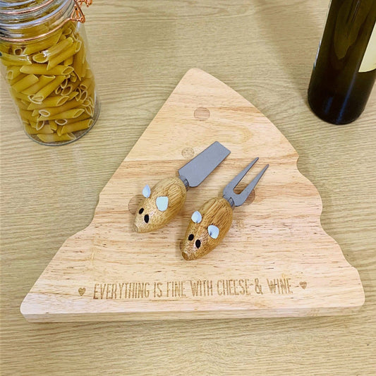 Cheeseboard Wedge Shape with Mouse Knives - Ashton and Finch