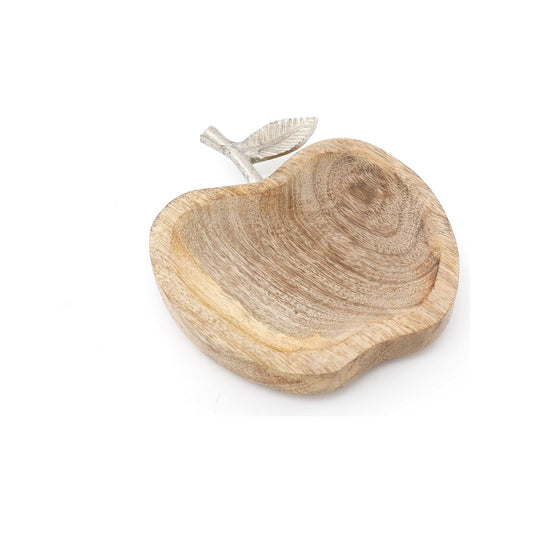 Wooden Apple Designed Tray with Silver Leaf - Large - Ashton and Finch