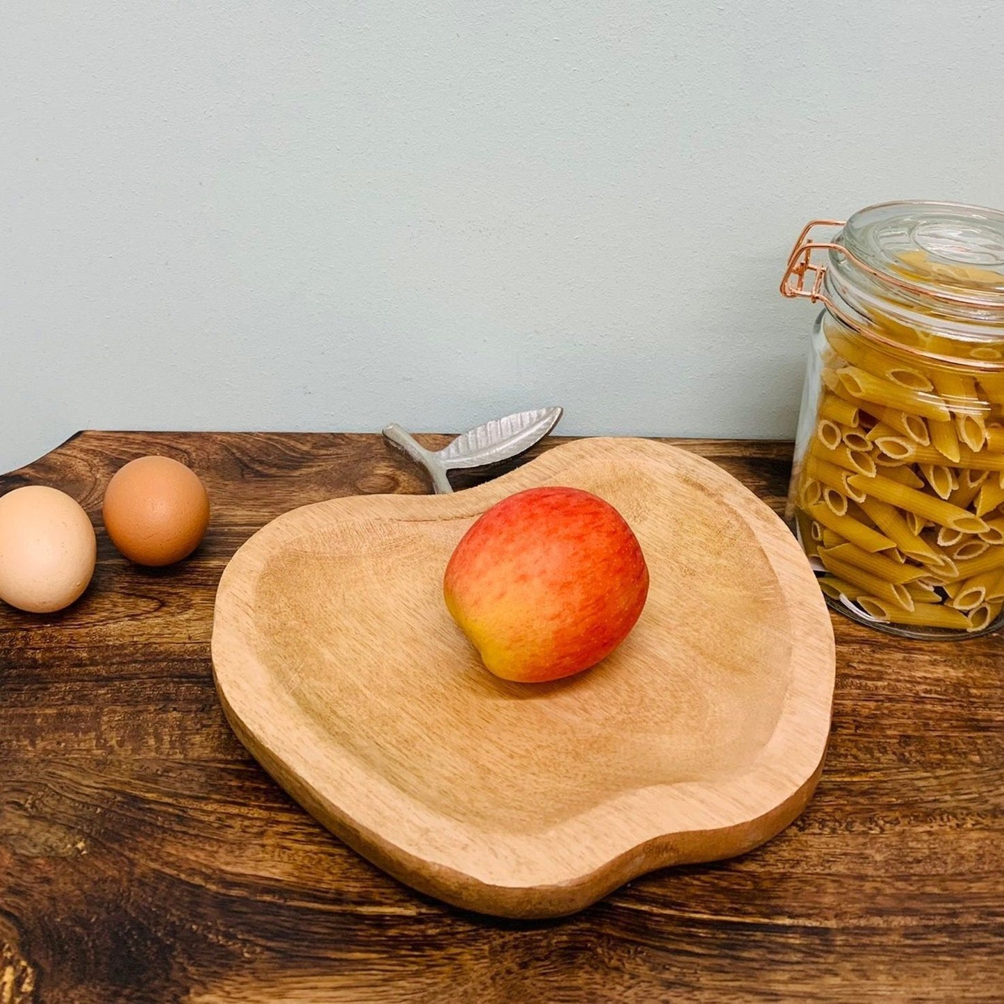 Wooden Apple Designed Tray with Silver Leaf - Small - Ashton and Finch