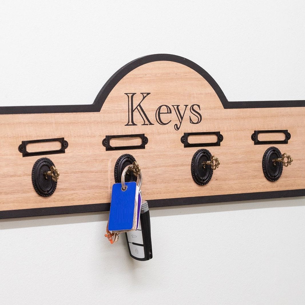Wooden Board With 4 Key Design Hooks - Ashton and Finch